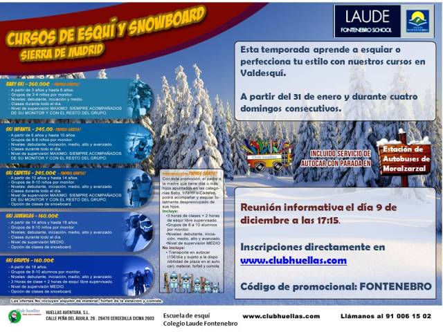 folleto escuela de esquí Fontenebro